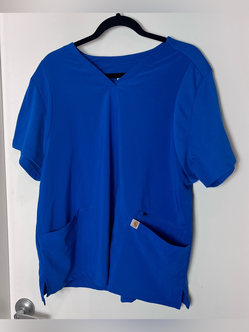 Carhartt Women's V-Neck Short Sleeve Scrub Top Royal Blue Modern Fit Size 2X